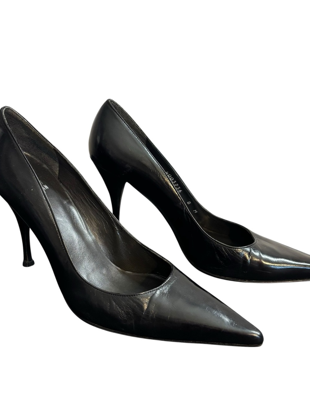 Stuart Weitzman black leather pointed-toe pumps stiletto heels women’s size 8M